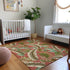 8' X 10' Cinnamon Green And Brown Geometric Washable Area Rug With UV Protection