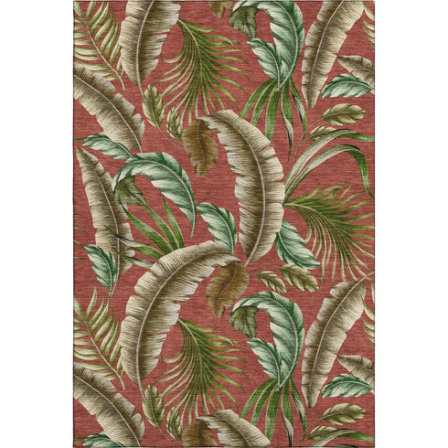 8' X 10' Cinnamon Green And Brown Geometric Washable Area Rug With UV Protection