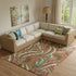 8' X 10' Cinnamon Green And Brown Geometric Washable Area Rug With UV Protection