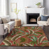 8' X 10' Cinnamon Green And Brown Geometric Washable Area Rug With UV Protection