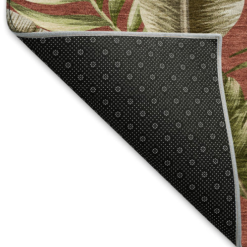 9' X 12' Cinnamon Green And Brown Geometric Washable Area Rug With UV Protection