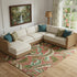 9' X 12' Cinnamon Green And Brown Geometric Washable Area Rug With UV Protection