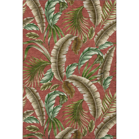 9' X 12' Cinnamon Green And Brown Geometric Washable Area Rug With UV Protection
