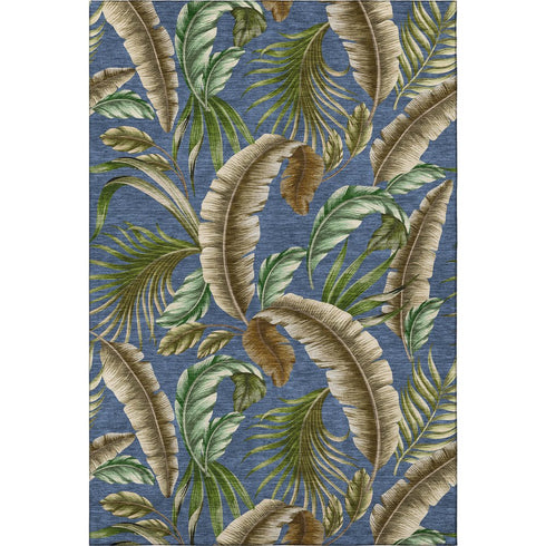 5' X 8' Blue Green And Brown Geometric Washable Area Rug With UV Protection