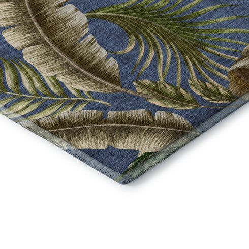 8' X 10' Blue Green And Brown Geometric Washable Area Rug With UV Protection
