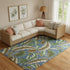 8' X 10' Blue Green And Brown Geometric Washable Area Rug With UV Protection