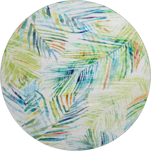 9' X 12' Rainbow And Ivory Geometric Washable Area Rug With UV Protection