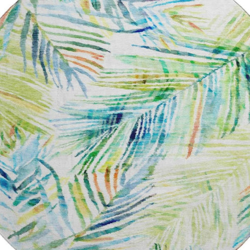 9' X 12' Rainbow And Ivory Geometric Washable Area Rug With UV Protection