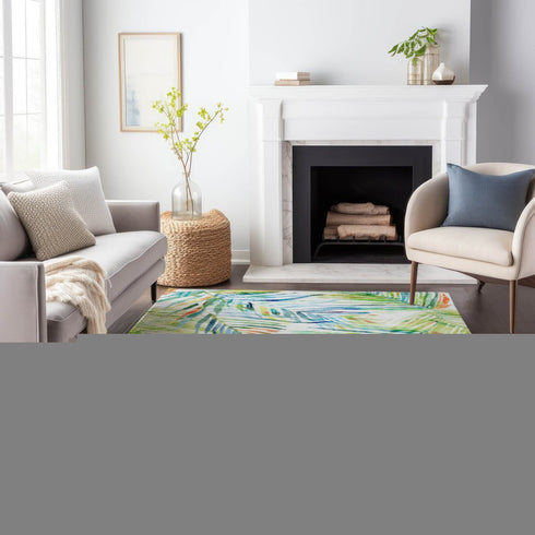 9' X 12' Rainbow And Ivory Geometric Washable Area Rug With UV Protection