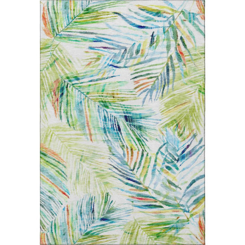 9' X 12' Rainbow And Ivory Geometric Washable Area Rug With UV Protection