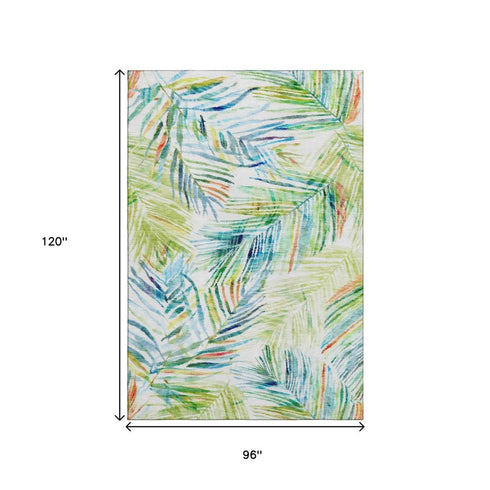 9' X 12' Rainbow And Ivory Geometric Washable Area Rug With UV Protection