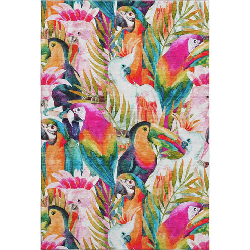 10' X 14' Rainbow And Ivory Geometric Washable Area Rug With UV Protection