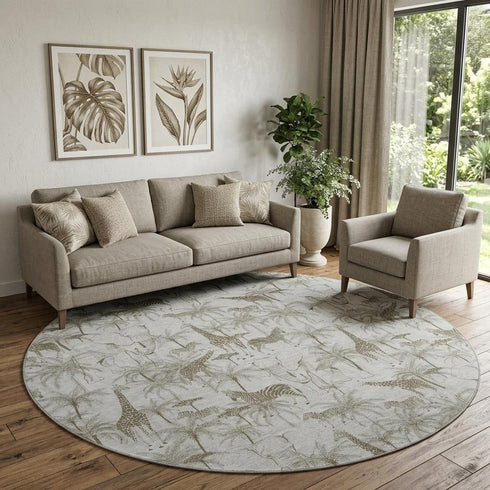 9' X 12' Light Gray And Brown Geometric Washable Area Rug With UV Protection
