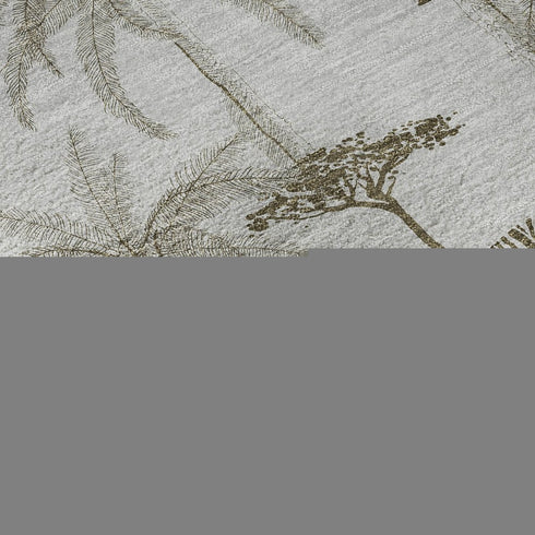 9' X 12' Light Gray And Brown Geometric Washable Area Rug With UV Protection