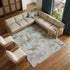 9' X 12' Light Gray And Brown Geometric Washable Area Rug With UV Protection