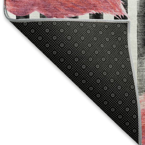 9' X 12' Pink Black And White Geometric Washable Area Rug With UV Protection