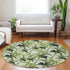 9' X 12' Green Ivory And Charcoal Geometric Washable Area Rug With UV Protection