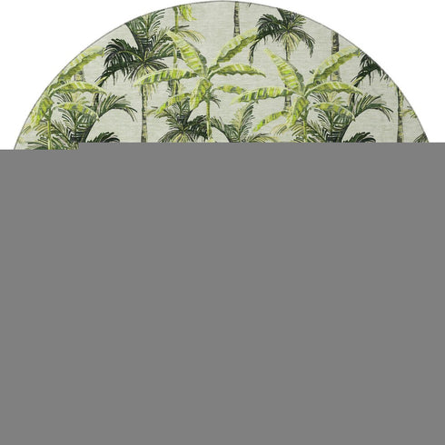 9' X 12' Green Ivory And Charcoal Geometric Washable Area Rug With UV Protection