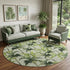 9' X 12' Green Ivory And Charcoal Geometric Washable Area Rug With UV Protection