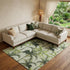 9' X 12' Green Ivory And Charcoal Geometric Washable Area Rug With UV Protection