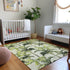 9' X 12' Green Ivory And Charcoal Geometric Washable Area Rug With UV Protection