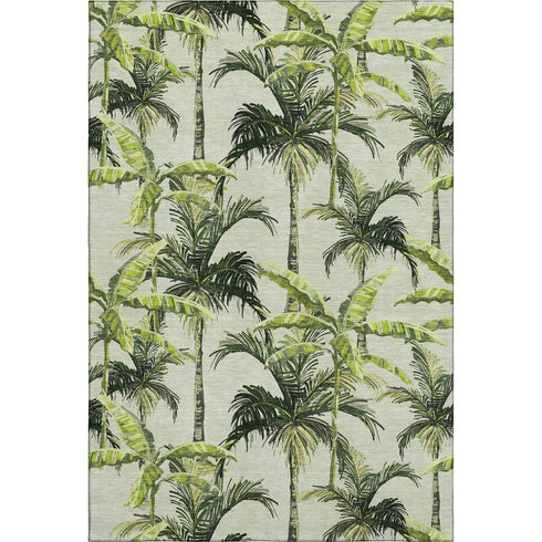 9' X 12' Green Ivory And Charcoal Geometric Washable Area Rug With UV Protection