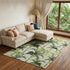 9' X 12' Green Ivory And Charcoal Geometric Washable Area Rug With UV Protection