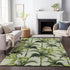 9' X 12' Green Ivory And Charcoal Geometric Washable Area Rug With UV Protection
