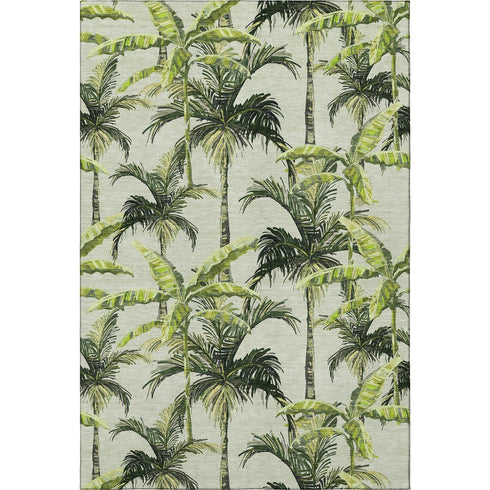 9' X 12' Green Ivory And Charcoal Geometric Washable Area Rug With UV Protection