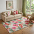 9' X 12' Pink Ivory And Green Geometric Washable Area Rug With UV Protection