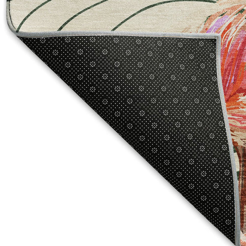 9' X 12' Pink Ivory And Green Geometric Washable Area Rug With UV Protection