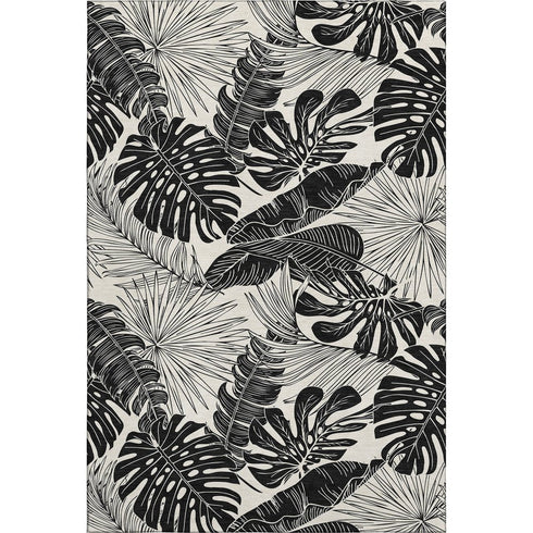 9' X 12' Midnight And Ivory Geometric Washable Area Rug With UV Protection