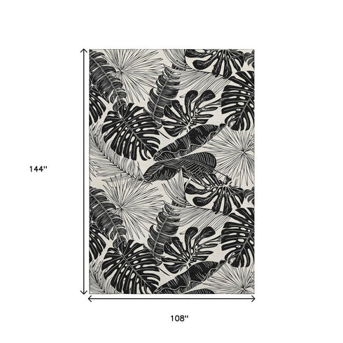 9' X 12' Midnight And Ivory Geometric Washable Area Rug With UV Protection