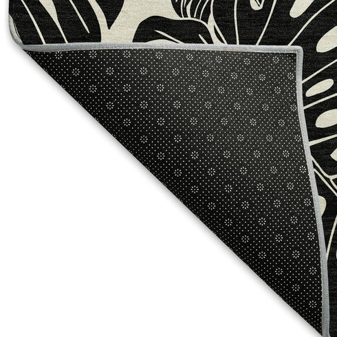 9' X 12' Midnight And Ivory Geometric Washable Area Rug With UV Protection