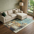 9' X 12' Blue Gold And Ivory Christmas Distressed Washable Area Rug With UV Protection