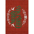 9' X 12' Ruby Red Green And Ivory Christmas Distressed Washable Area Rug With UV Protection