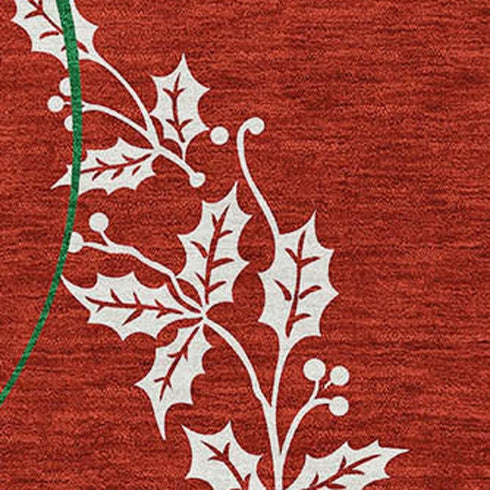 9' X 12' Ruby Red Green And Ivory Christmas Distressed Washable Area Rug With UV Protection