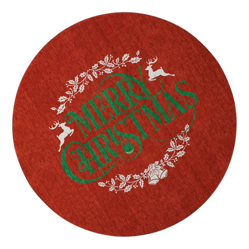 9' X 12' Ruby Red Green And Ivory Christmas Distressed Washable Area Rug With UV Protection