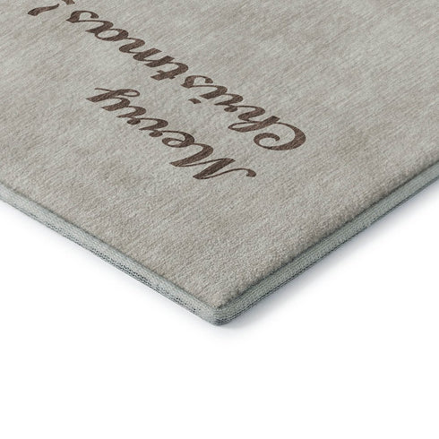9' X 12' Taupe Green And Gray Christmas Dogs Distressed Washable Area Rug With UV Protection