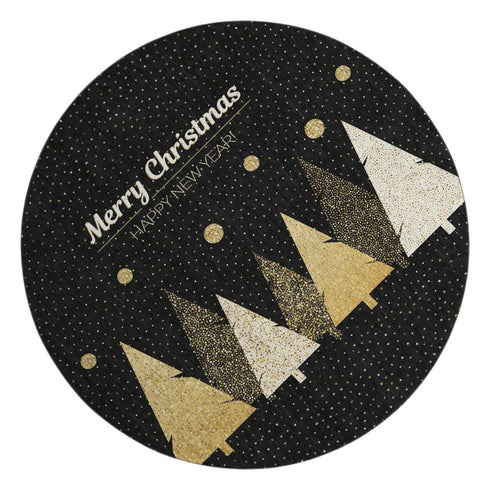 9' X 12' Black Gold And Ivory Christmas Tree Washable Area Rug With UV Protection