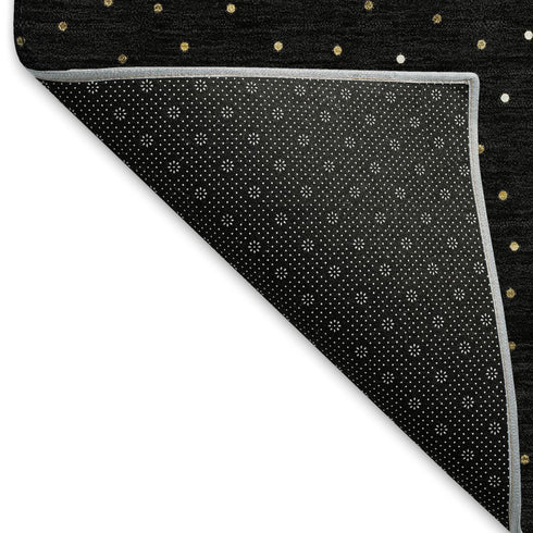9' X 12' Black Gold And Ivory Christmas Tree Washable Area Rug With UV Protection