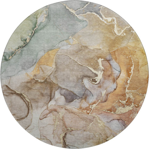 9' X 12' Beige And Taupe Abstract Washable Area Rug With UV Protection