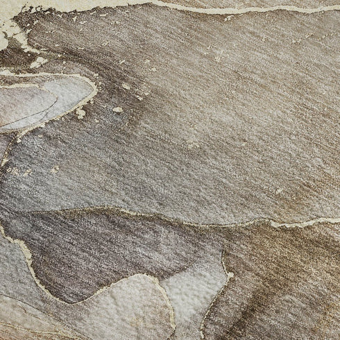 9' X 12' Beige And Taupe Abstract Washable Area Rug With UV Protection