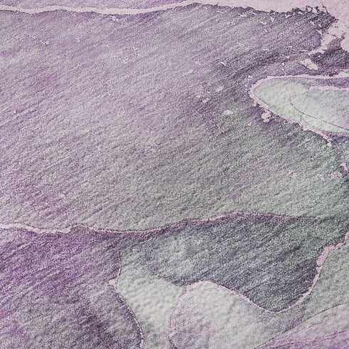 9' X 12' Purple And Green Abstract Washable Area Rug With UV Protection