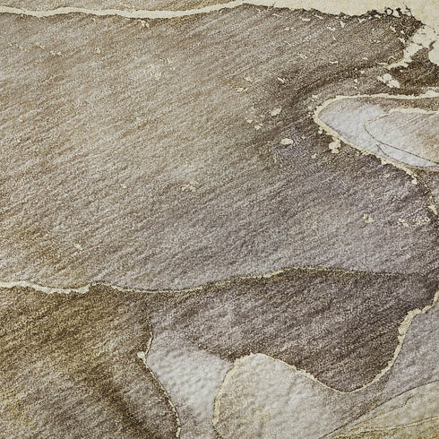 9' X 12' Taupe And Gray Abstract Washable Area Rug With UV Protection