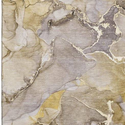 9' X 12' Taupe And Gray Abstract Washable Area Rug With UV Protection