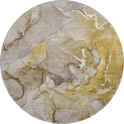 9' X 12' Taupe And Gray Abstract Washable Area Rug With UV Protection