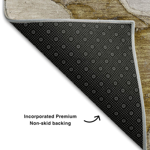 9' X 12' Taupe And Gray Abstract Washable Area Rug With UV Protection
