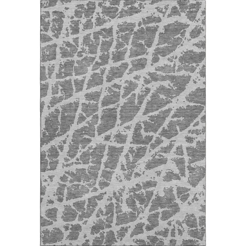 9' X 12' Charcoal And Ivory Abstract Washable Area Rug With UV Protection