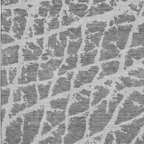 9' X 12' Charcoal And Ivory Abstract Washable Area Rug With UV Protection